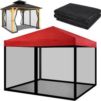 10x10 Mosquito Net with Zipper for Patio Camping Gazebo and Canopy Tent, Outdoor Gazebo Replacement Mosquito Netting Tent Screen Wall, Ultra Fine Mesh(Only Net No Frame)