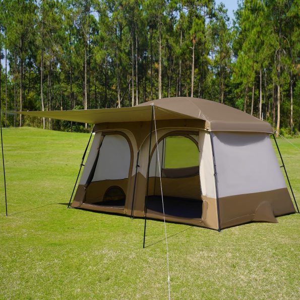 Tents，3-4 Person Camping Tent with Extended Vestibule，Weather Resistant Family Tents with Breathable Mesh Windows，Easy Install Waterproof Outdoor Tent for Backpacking and Camping Hiking